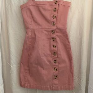 Forever 21 Bubble Gum Pink Denim button up Dress